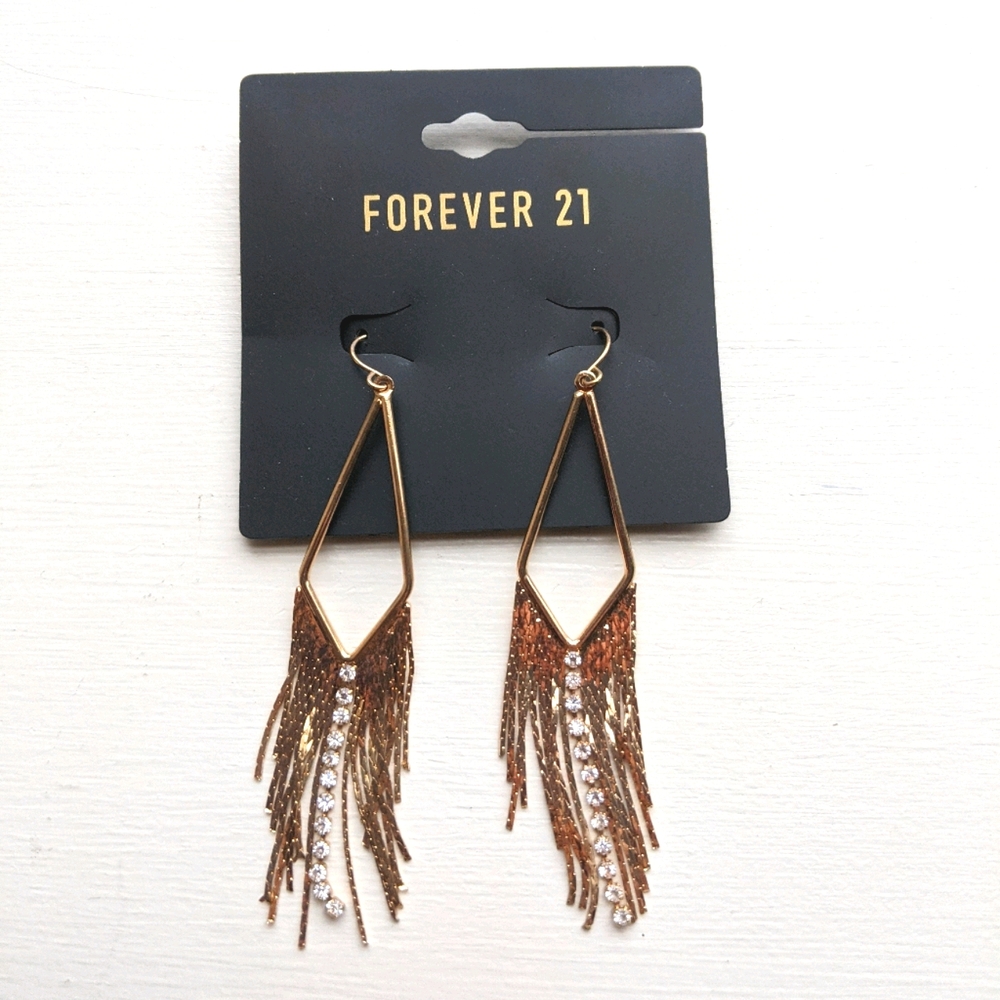 Forever 21 Gold and Rhinestone Earrings
